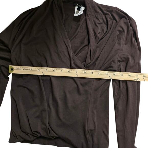 Escada Brown Draped Cowl Neck Long Sleeve Top Size 38 Rayon Blend Small - Picture 6 of 7